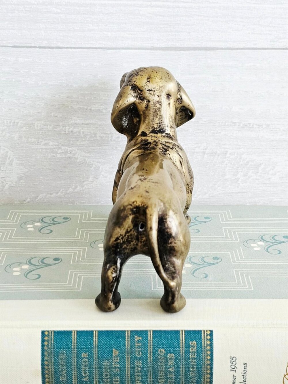 Vintage Heavy Solid Brass Dachshund Wiener Dog Doxie Figurine - Picture 5 of 9
